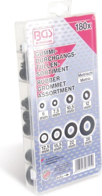 Produktbild BGS Gummi-Durchgangstüllen-Sortiment metrisch 180-tlg.
