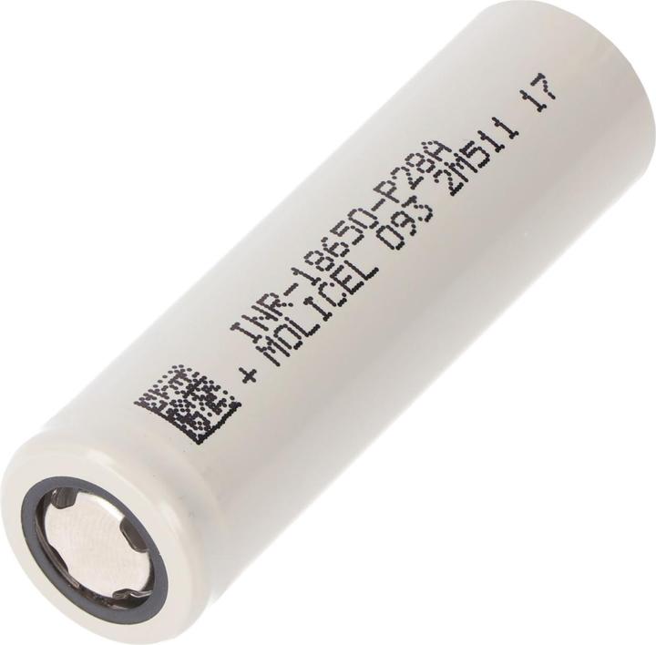 Actual product image Molicel INR18650-P28A 2800mAh 35A Li-ion battery, 3.6V - 3.7V unprotected, flat top (18650, 2800 mAh)