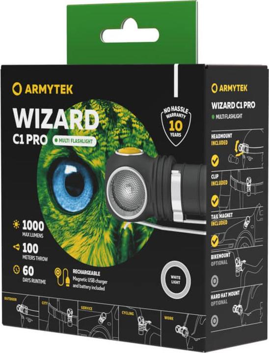 Produktbild ArmyTek Wizard C1 Pro Magnet Multifunktionslampe USB white (7.63 cm, 1000 lm)