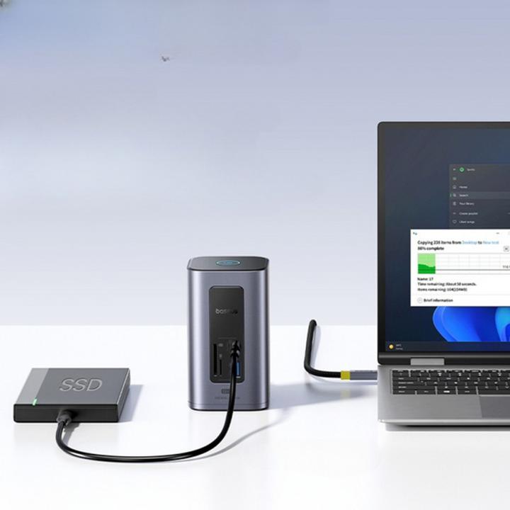 Actual product image Baseus USB-C Hub NU1 Air Spacemate, 12in1, Grey (USB-C, 12 ports)
