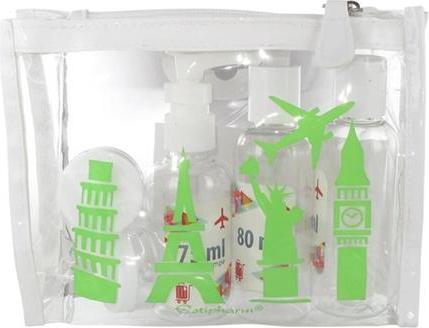 Image du produit Estipharm Kit de flacons de voyage transparent avec motif vert