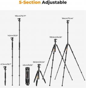 Actual product image K&F Concept B234A1 Stativ mit BH-28 Kugelkopf (Metal)