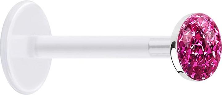Immagine prodotto Star Piercing Micro Labret trasparente con disco di cristallo rosa Strato protettivo epossidico (Bioflex, senza ottone, Argento 925)