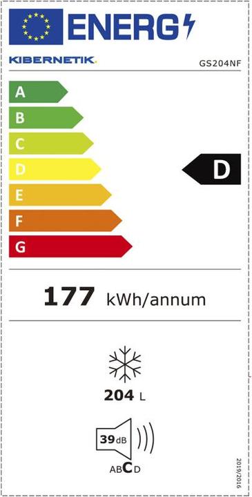 Energie-Label Kibernetik Gefrierschrank D9470204NF (Freistehend, 204 l)