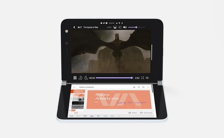 Produktbild Microsoft Surface Duo Qualcomm Snapdragon 855 5.6inch 6GB 128GB LTE Android 10 Projekt MSD (P) (128 GB, Glacier, 5.60", Dual SIM)