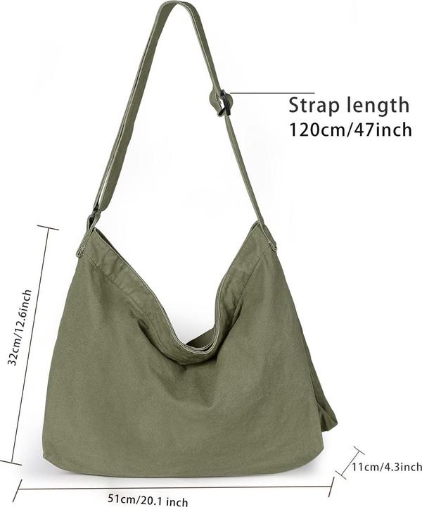 Produktbild Only-Bags.Store Canvas Umhängetasche, Canvas Crossbody Bag Grosse Umhängetasche mit verstellbarem Riemen