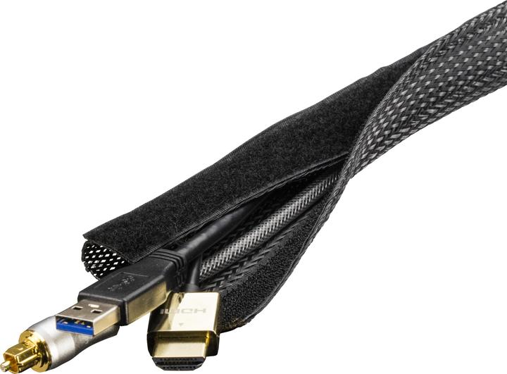 Actual product image Deltaco LDR19 cable organizer Desk/Wall Cable sleeve Black 1 pc(s) (Cable conduit, 300 cm)