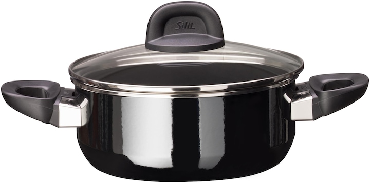 Produktbild Silit Kochtopf Bratentopf Induktion 20cm Glasdeckel 2,4l Modesto Line Silargan schwarz (20 cm, Kochtopf, Edelstahl)