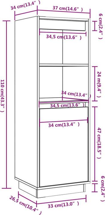Image du produit vidaXL Highboard (37 x 34 x 110 cm)
