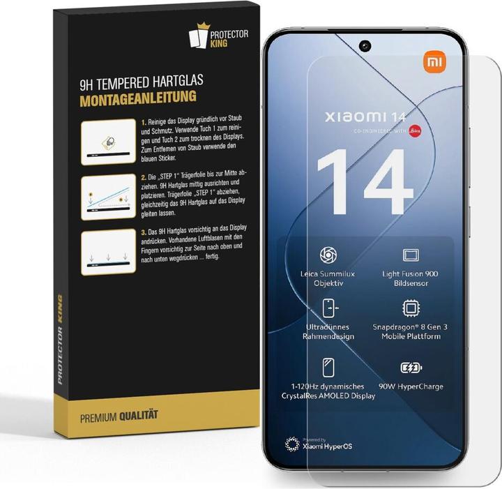Actual product image Protectorking 6x echtes Tempered 9H Panzerglas HD KLAR (6 pcs., Xiaomi 14)