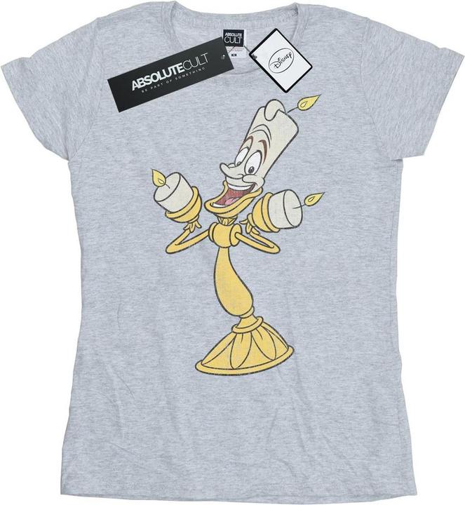 Actual product image Disney Womens/Ladies Beauty And The Beast Lumiere Distressed Cotton T-Shirt (M)