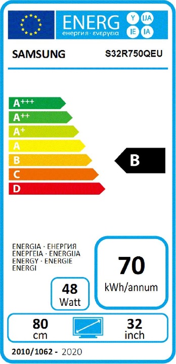 Energie-Label Samsung S32R750Q (2560 x 1440 Pixel, 31.50")