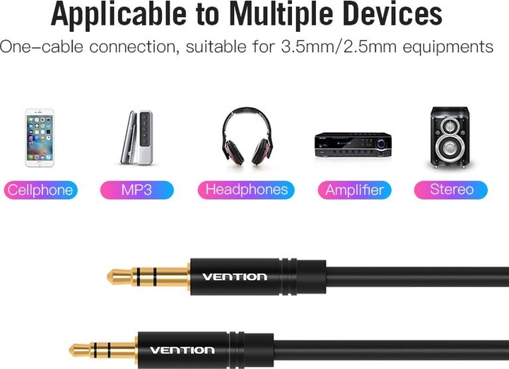 Image du produit Vention Prise jack 3,5 mm - prise jack 2,5 mm (1.50 m, 2,5 mm, Jack 3,5 mm (AUX))