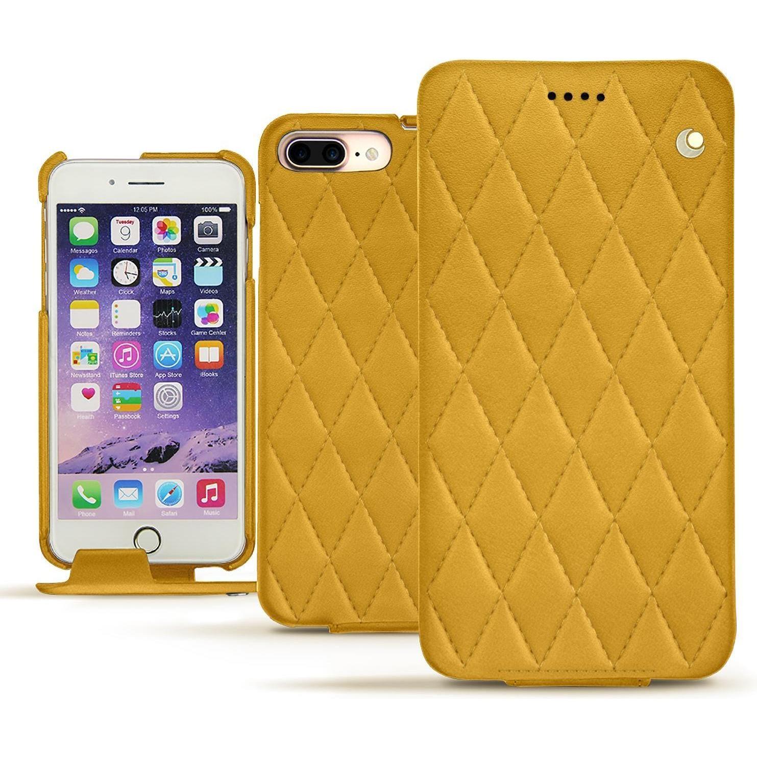 Noreve Lederschutzhülle vertikal (Apple iPhone 7 Plus), Smartphone Hülle, Orange