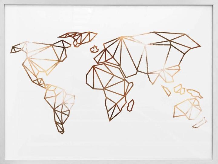 Produktbild Trenddeko Origami Weltkarte - Kupferoptik (80 x 60 cm)
