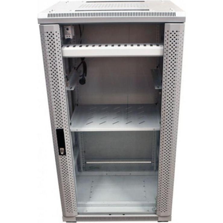 Thumbnail - Allnet 19 Schrank 32HE B600 / T900mm *lichtgrau* SNB-Serie Glastür (32 HE, 19 Zoll Rack), Serverschrank, Grau