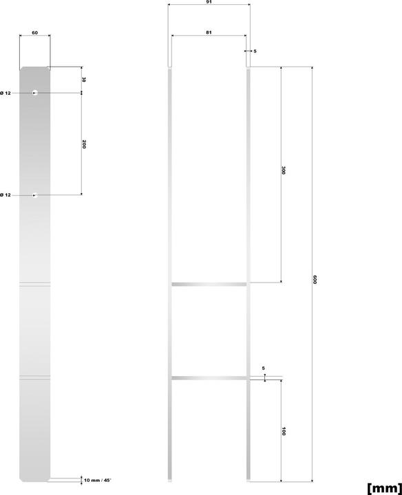 Actual product image XPOtool Post Support Hot-dip Galvanised 81x600mm Carbon Steel Post H-anchor Rack with Boreholes