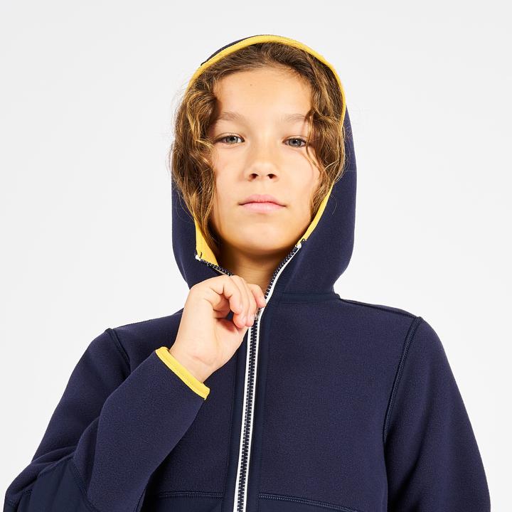 Produktbild Tribord Fleecejacke Segeln Kinder warm wendbar 500 marineblau/gelb (164)