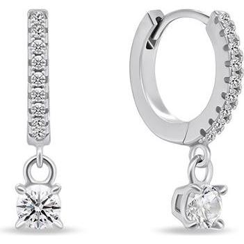 Brilio, Ohrringe, Silver - Sparkling round earrings with zircons EA882W