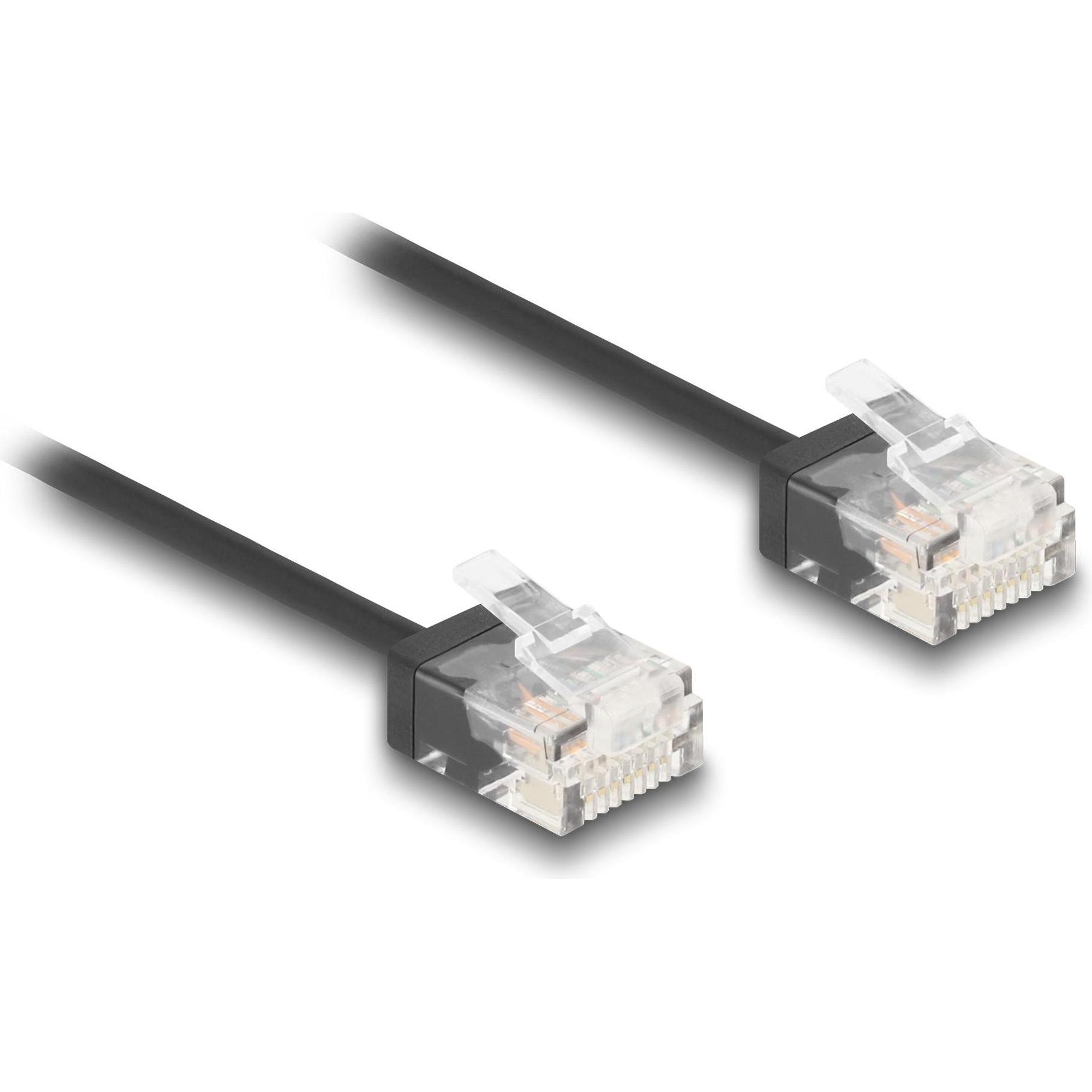 Delock RJ45 Netzwerkkabel Cat.6 UTP Ultra Slim 3 m schwarz m (U/UTP, CAT6, 3 m), Netzwerkkabel