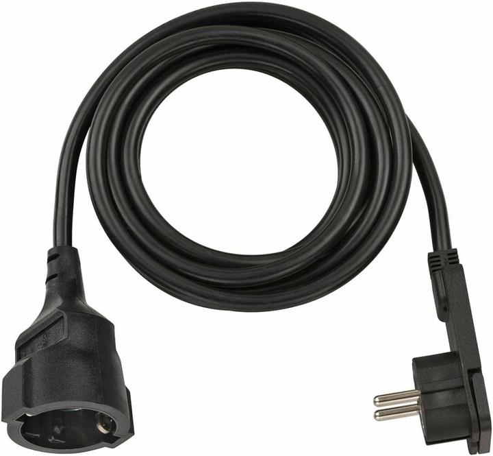 Actual product image Brennenstuhl Short extension cable with angle flat plug 2m H05VV-F3G1.5 black (2 m, CEE 7/4)