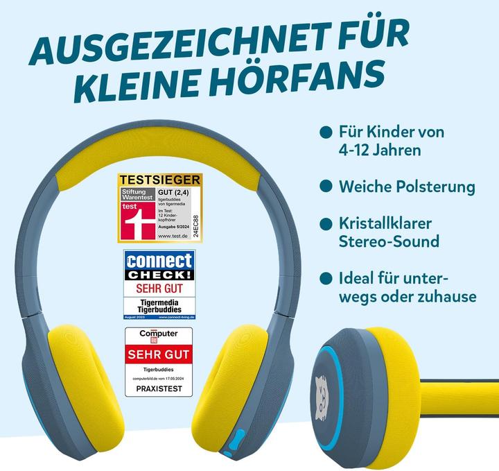 Image du produit Tigermedia Bluetooth Kinderkopfhörer mit Lautstärkebegrenzung