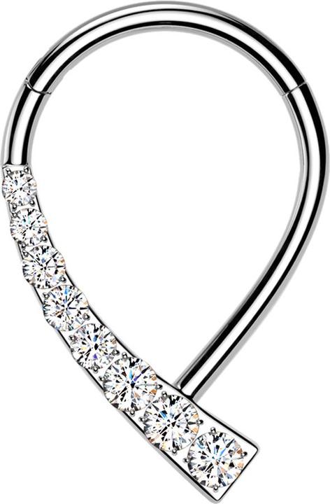 Actual product image Star Piercing Micro Segmentring klappbar silber Schweif Kristalle silber (without brass, Titanium)