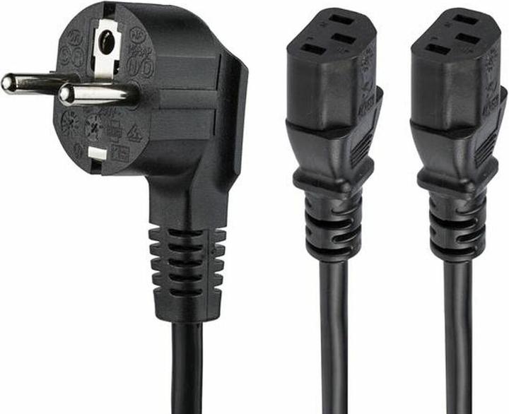 Actual product image StarTech 2m C13 power cable - Schuko CEE7 to 2x C13 - Y power cable - C13 cold device cable (2 m)