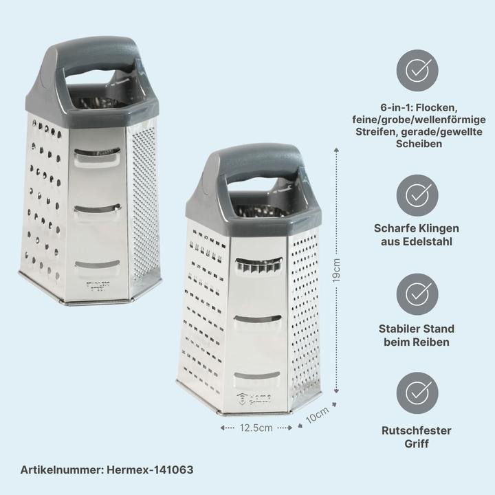 Produktbild B-Home 2er-Set Edelstahl-Küchenreiben XL Gemüsereiben Handreiben