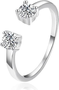 Actual product image Agato Open Silver Ring With Zircons Agt-R01w42 (62)