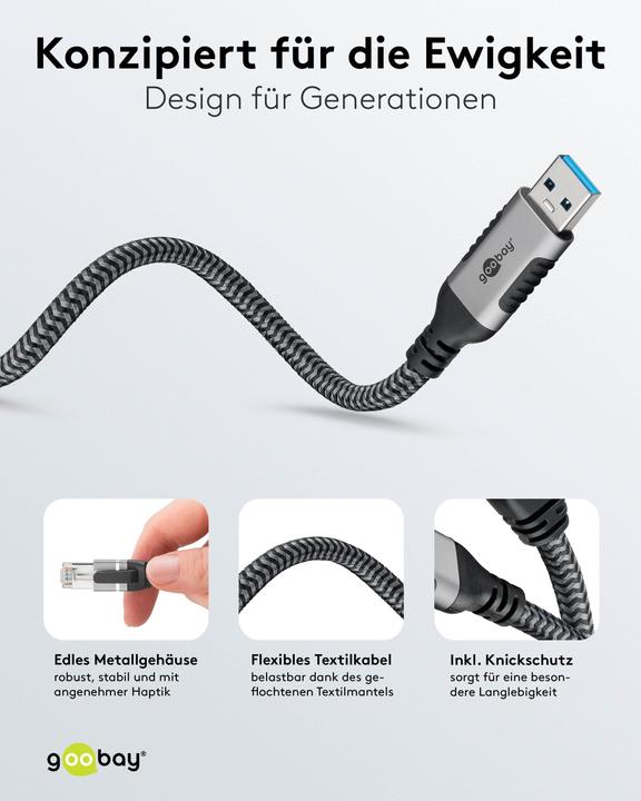 Immagine prodotto Goobay Cavo Ethernet da USB-A a RJ45, 1 m (USB, RJ45 (1x))