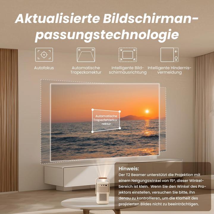 Actual product image Yaber Tragbarer Projektor mit JBL-Sound und Autofokus (Full HD, 1.25:1)