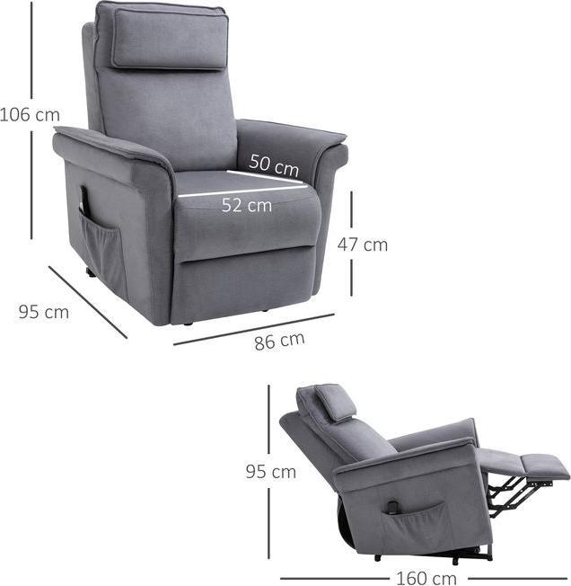 Produktbild Swisshandel24 Aufstehsessel Fernsehsessel, elektrische Aufstehhilfe, Liegefunktion, Leinen-Touch, Stahl, Grau, 86x