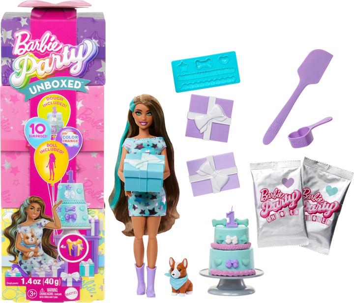 Image du produit Barbie Party Unboxed Animal de compagnie anniversaire série - robe bleue