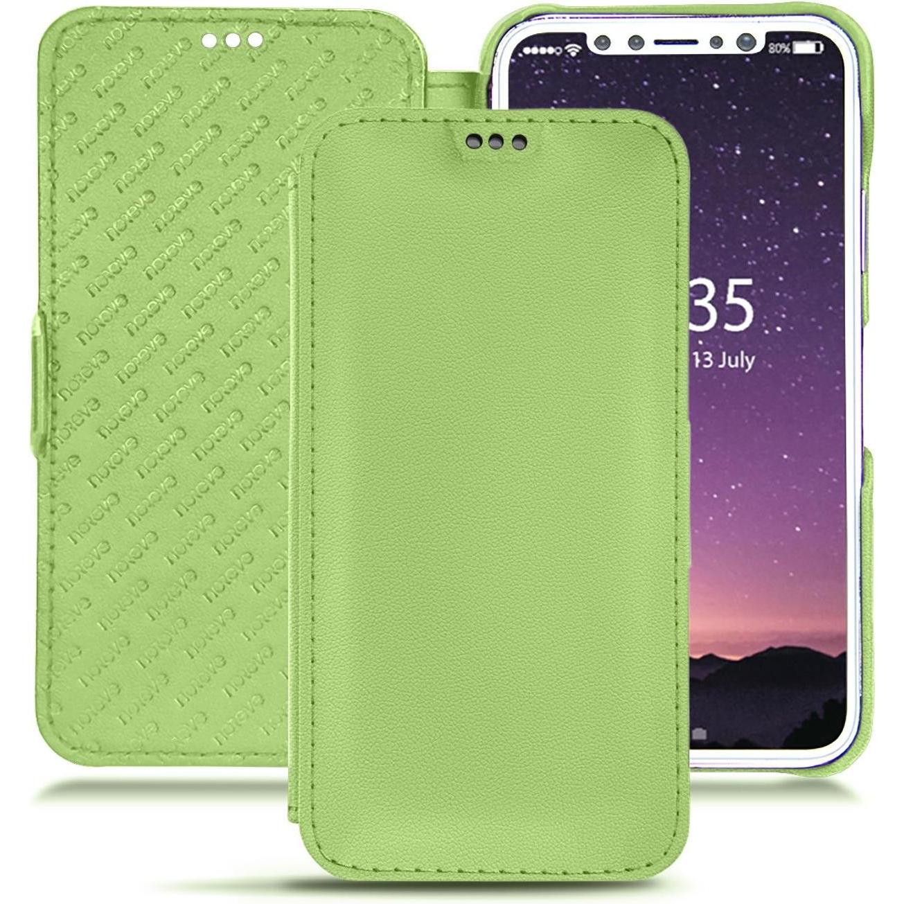 Thumbnail - Noreve Lederschutzhülle horizontal (Apple iPhone X), Smartphone Hülle, Grün