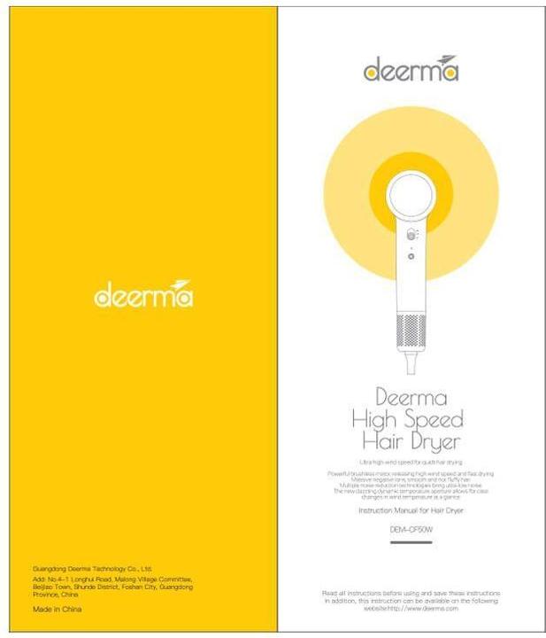 Produktbild Deerma Fén na vlasy DEM-CF50W (bílý)