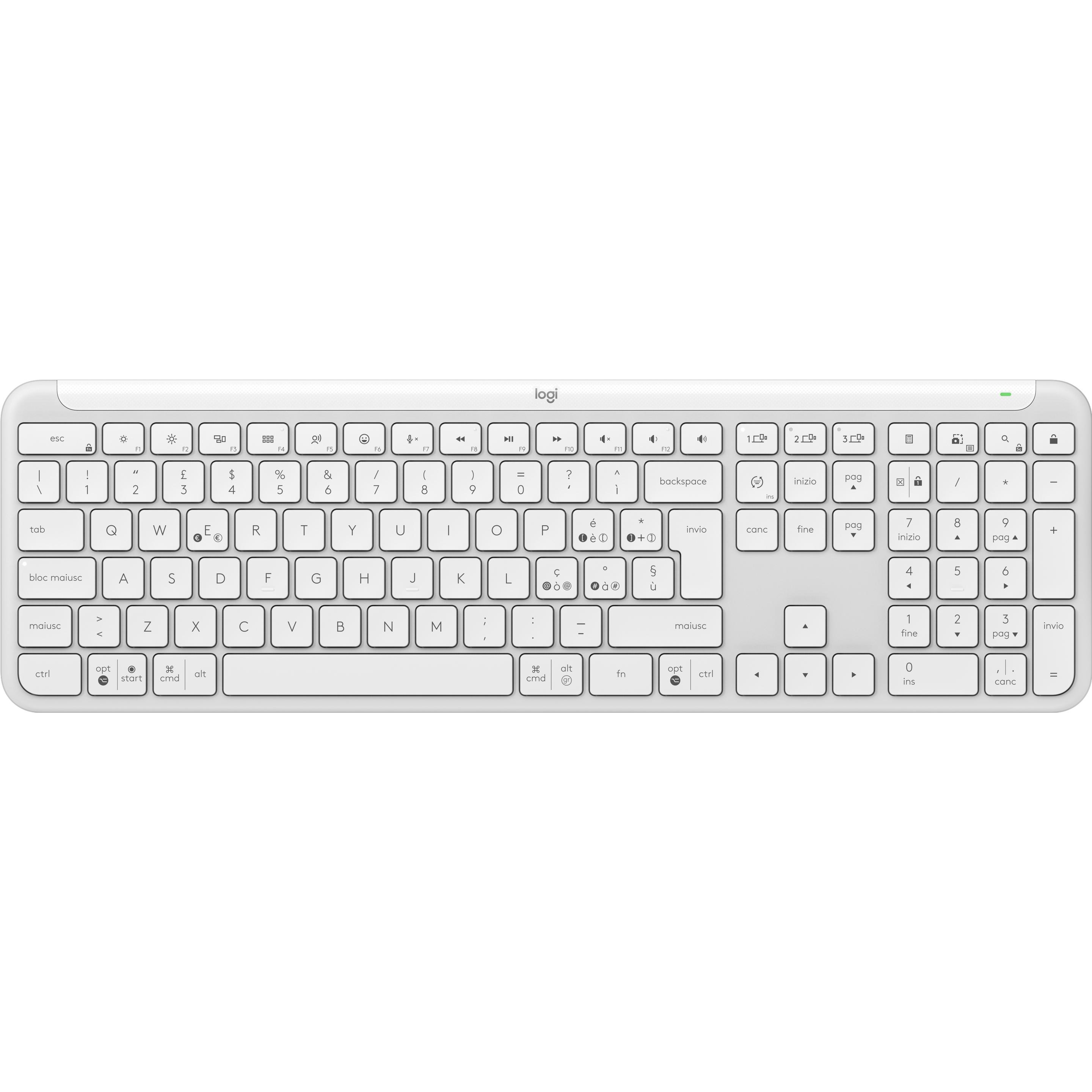 Logitech K950 Signature Slim (Germania, Senza fili), Tastiera, Bianco