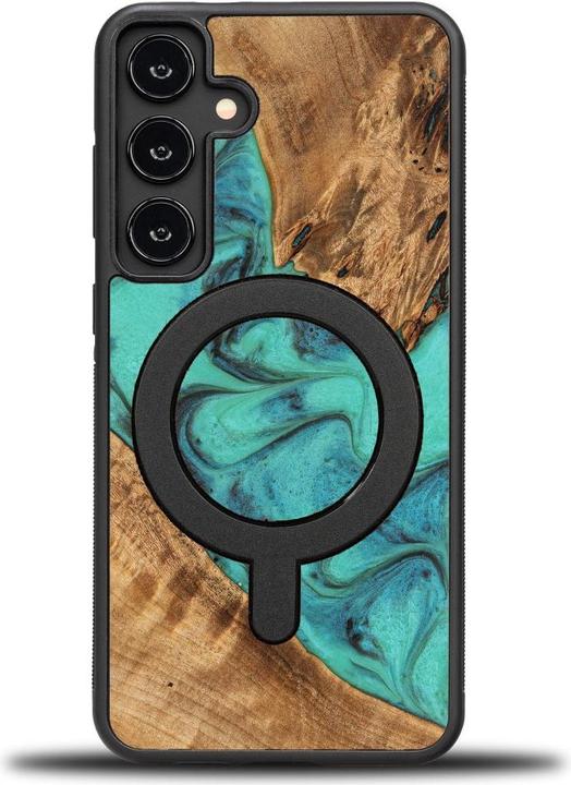 Actual product image Bewood Unique MagSafe Turquoise case made of wood and resin turquoise and (Samsung Galaxy S24+)