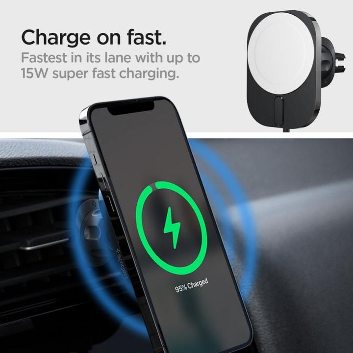 Image du produit Spigen support voiture avec chargeur ITM12W Onetap Pro 3 Magnetic Magsafe Vent Car Mount Wireless Charger b (15 W)
