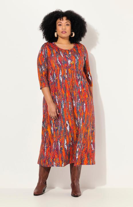 Produktbild Ulla Popken Jersey-Maxikleid, A-Linie, Rundhals, 3/4-Arm, Taschen (50, 52)