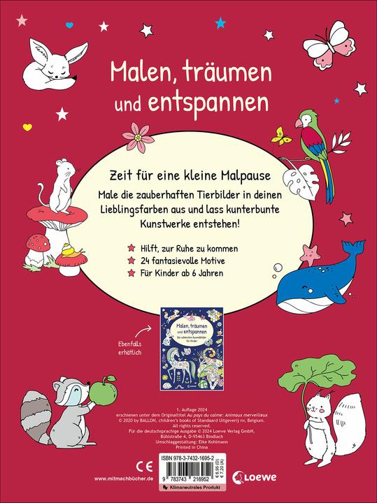 Produktbild Loewe Malen, träumen und entspannen - Die schönsten Tierbilder für Kinder