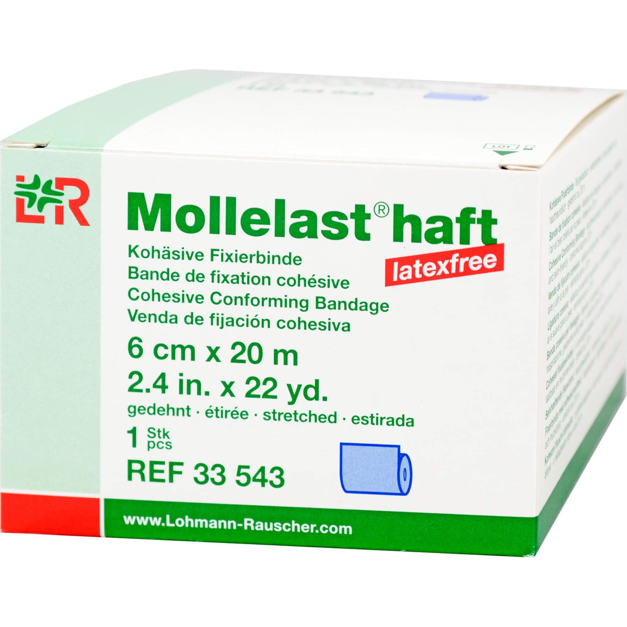 Lohmann & Rauscher, Verbandsmaterial, Mollelast haft latexfrei blau 6cm x 20m gedehnt, 1 St BIN
