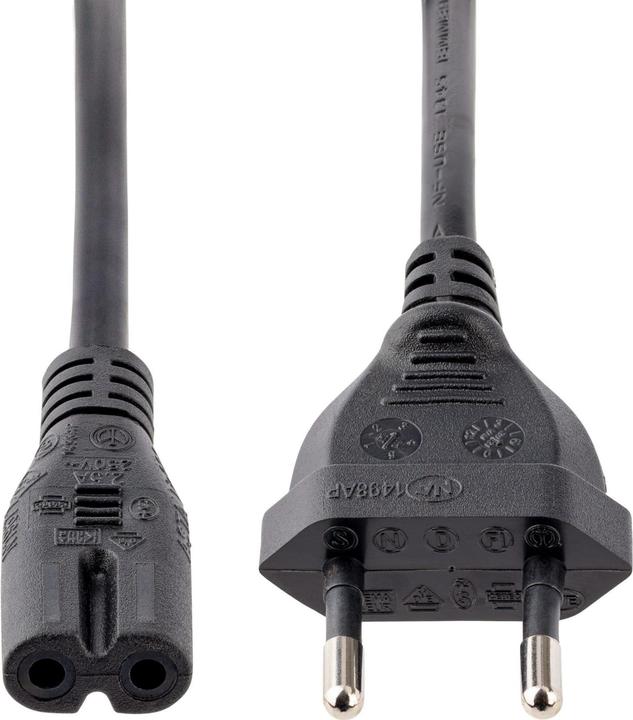 Actual product image StarTech com 3m (10ft) Laptop Power Cord, EU Plug to C7, 2.5A 250V, 18AWG, Laptop Replacement Cord (3 m)