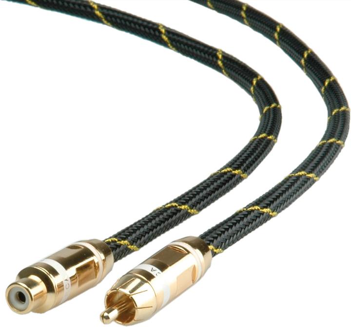 Produktbild Roline GOLD Cinch-Verlängerungskabel simplex Stecker / Buchse, weiss (10 m)