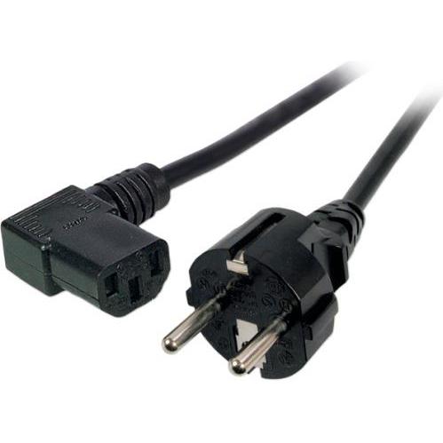 EFB Elektronik EFB Netzkabel Schutzkontakt 180°-C13 90°,sw,2,0m,3x0,75mm (2 m), Stromkabel