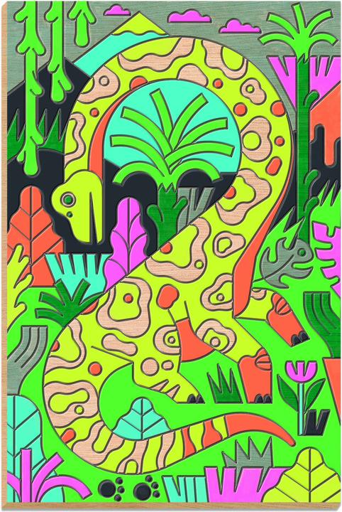 Actual product image Djeco Colouring on wood Dino World