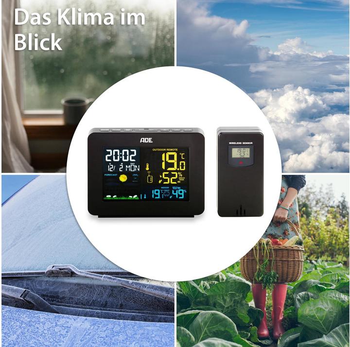Actual product image ADE Wetterstation mit Funk-Aussensensor Schwarz