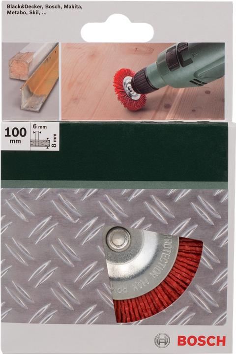 Produktbild Bosch Zubehör Scheibenbürsten für Bohrmaschinen – Nylondraht mit Korund Schleifmittel K80, 100 mm