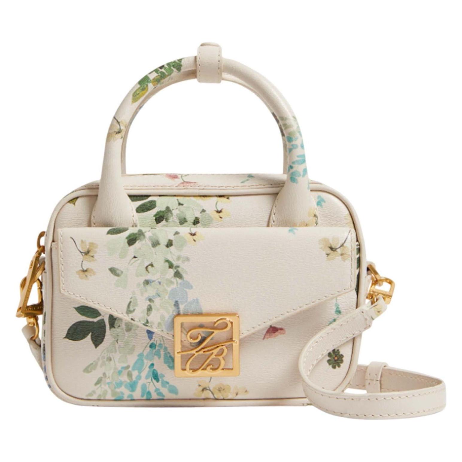 Ted Baker, Damen, Handtasche, Anibell Detail Floral Mini Leather Crossbody Bag, Beige