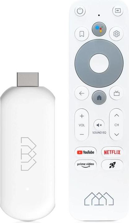 Actual product image Abcom Stick HD Android TV Media Player Stick White (Full HD, HDMI, 5GHz WiFi, Voice Remote Control (32 GB, Android 11)